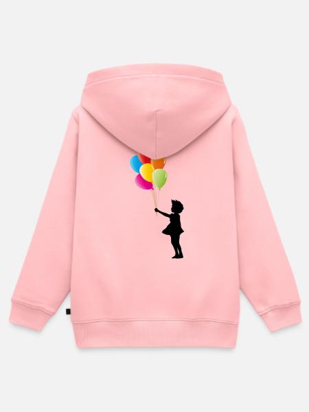 Mädchen mit bunten Luftballons - Kinder Premium Organic Zip Hoodie - Rosa
