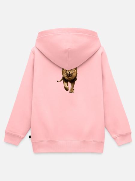 Wuchtiger Löwe im Angriff - Kinder Premium Organic Zip Hoodie - Rosa