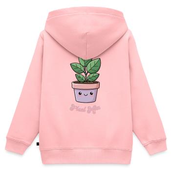 Plant Mom Kawaii Plante en pot - Sweat Premium à capuche zippé enfant bio - rose - Dos - AI Model Kid Female (0cm)