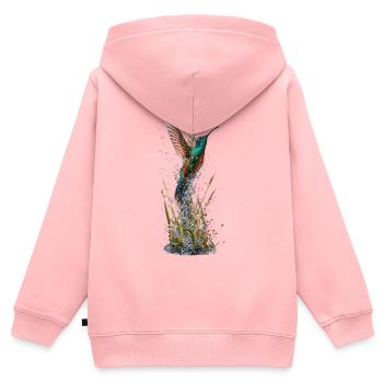 Leuchtende Kolibris und Wasserspritzer - Kinder Premium Organic Zip Hoodie - Rosa - Hinten - AI Model Kid Female (0cm)