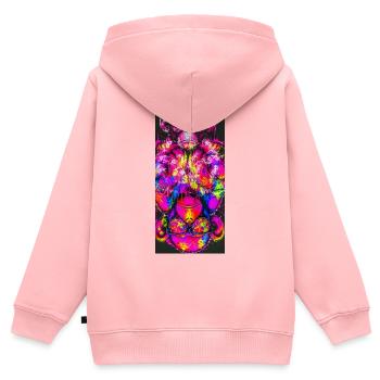 Neon-Psychedelische Affen-Pop-Kunst - Kinder Premium Organic Zip Hoodie - Rosa - Hinten - AI Model Kid Female (0cm)