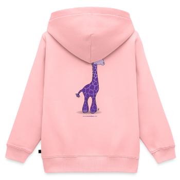 Girafe pourpre - Sweat Premium à capuche zippé enfant bio - rose - Dos - AI Model Kid Female (0cm)