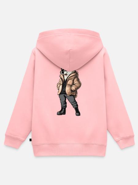 Wolf Cool Winter - Kinder Premium Organic Zip Hoodie - Rosa