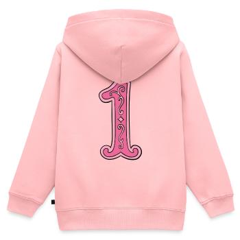 Pinkes Kronen-1 Design - Kinder Premium Organic Zip Hoodie - Rosa - Hinten - AI Model Kid Female (0cm)