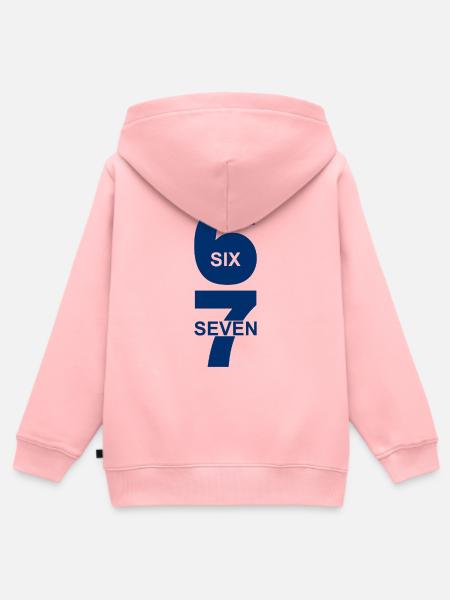 Six Seven - 67 - Meme - Basketball - 6-7 - Kinder Premium Organic Zip Hoodie - Rosa
