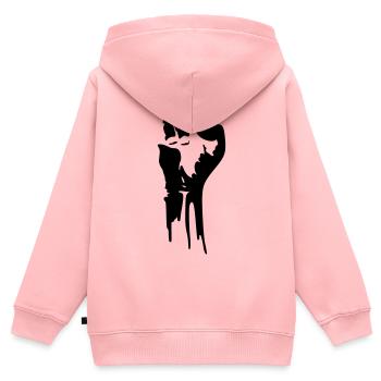 Faust- BLACK - Kinder Premium Organic Zip Hoodie - Rosa - Hinten - AI Model Kid Female (0cm)