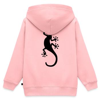 Gecko - Sweat Premium à capuche zippé enfant bio - rose - Dos - AI Model Kid Female (0cm)