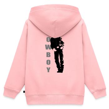 Cowboy - Kinder Premium Organic Zip Hoodie - Rosa - Hinten - AI Model Kid Female (0cm)