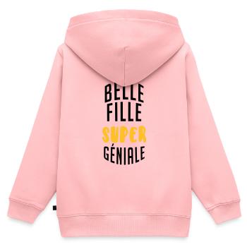 belle-fille / beau-fils / beau fils / belle fille - Sweat Premium à capuche zippé enfant bio - rose - Dos - AI Model Kid Female (0cm)