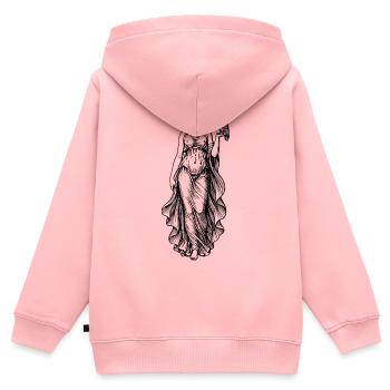Déesse grecque magnifique avec un oiseau chouette sur le bras - Sweat Premium à capuche zippé enfant bio - rose - Dos - AI Model Kid Female (0cm)