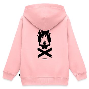 Un symbole du feu avec le crâne - Sweat Premium à capuche zippé enfant bio - rose - Dos - AI Model Kid Female (0cm)
