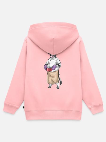 Kuh Koch Kochtopf Kochen - Kinder Premium Organic Zip Hoodie - Rosa