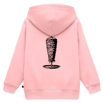 Broche kebab - Sweat Premium à capuche zippé enfant bio - rose - Dos - AI Model Kid Female (0cm)