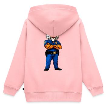 Police du Tigre / Policière Tigre - Sweat Premium à capuche zippé enfant bio - rose - Dos - AI Model Kid Female (0cm)