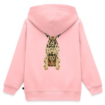 Dalmatiner Patch Art Tee - Kinder Premium Organic Zip Hoodie - Rosa - Hinten - AI Model Kid Female (0cm)