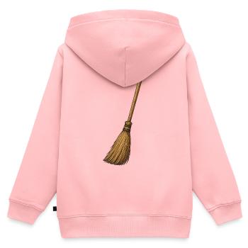 Illustration de bricolage à balai en marron bois - Sweat Premium à capuche zippé enfant bio - rose - Dos - AI Model Kid Female (0cm)