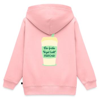 Vogel Matcha lieben - Kinder Premium Organic Zip Hoodie - Rosa - Hinten - AI Model Kid Female (0cm)