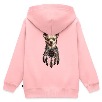 Chihuahua Attrape-rêves - Sweat Premium à capuche zippé enfant bio - rose - Dos - AI Model Kid Female (0cm)