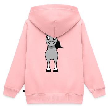 Grauer Pony mit schwarzer Mähne - Kinder Premium Organic Zip Hoodie - Rosa - Hinten - AI Model Kid Female (0cm)