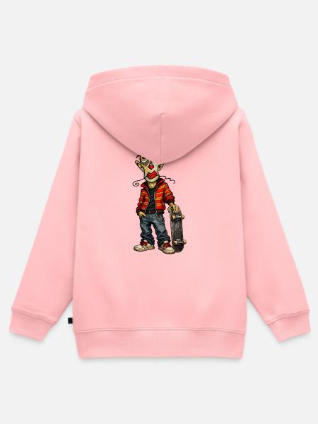 Skaterheld im Urban-Rot - Kinder Premium Organic Zip Hoodie - Rosa