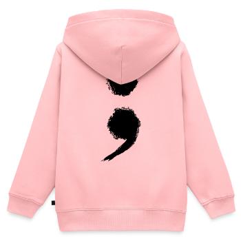 Symbole du point-virgule Santé mentale Prévention du suicide - Sweat Premium à capuche zippé enfant bio - rose - Dos - AI Model Kid Female (0cm)