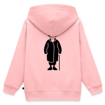 Mamie Senior - Sweat Premium à capuche zippé enfant bio - rose - Dos - AI Model Kid Female (0cm)