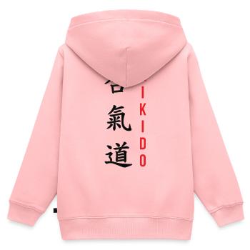 Aikido – Kampfsport – Aikido - Kinder Premium Organic Zip Hoodie - Rosa - Hinten - AI Model Kid Female (0cm)