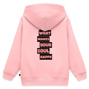 Was deine Seele glücklich macht - Kinder Premium Organic Zip Hoodie - Rosa - Hinten - AI Model Kid Female (0cm)