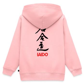 L’art Iaido de dessiner l’épée - Sweat Premium à capuche zippé enfant bio - rose - Dos - AI Model Kid Female (0cm)