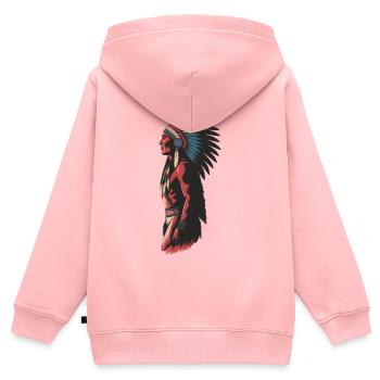 Native Kopfschmuck Kunst Illustration - Kinder Premium Organic Zip Hoodie - Rosa - Hinten - AI Model Kid Female (0cm)