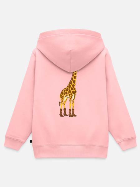 Giraffe mit Stiefel-Statement - Kinder Premium Organic Zip Hoodie - Rosa