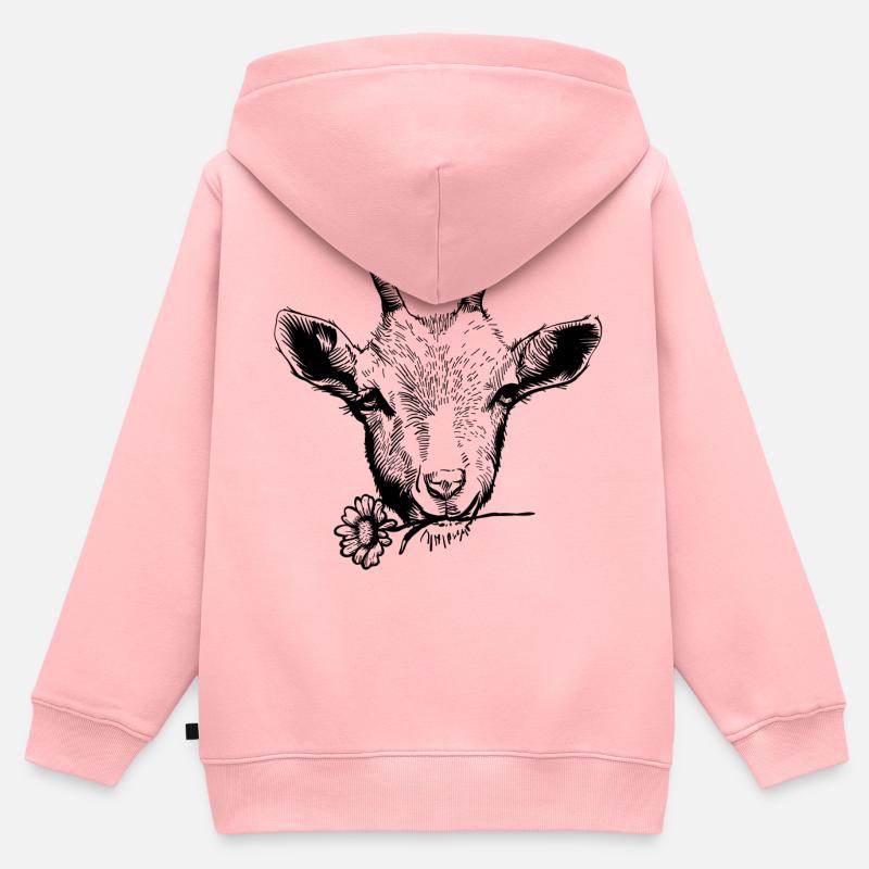 Capra capra - Felpa Premium con cappuccio con zip bambino bio - rosa