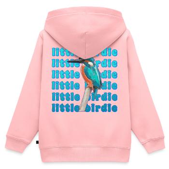 Martin-pêcheur - bel oiseau bleu - aquarelle - Sweat Premium à capuche zippé enfant bio - rose - Dos - AI Model Kid Female (0cm)