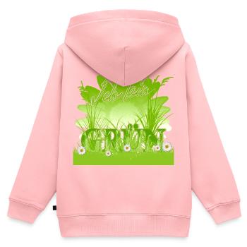 ich bin grün - Blumen Wiese - Kinder Premium Organic Zip Hoodie - Rosa - Hinten - AI Model Kid Female (0cm)