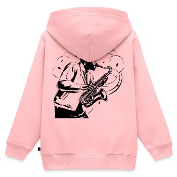 Saxophonist Zeichnung - Kinder Premium Organic Zip Hoodie - Rosa - Hinten - AI Model Kid Female (0cm)
