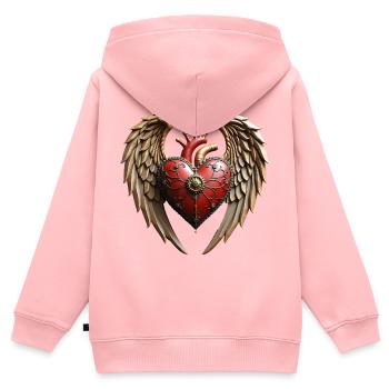 Vintage-Eleganz: eine elegante Uhr und ein elegantes Herz. - Kinder Premium Organic Zip Hoodie - Rosa - Hinten - AI Model Kid Female (0cm)