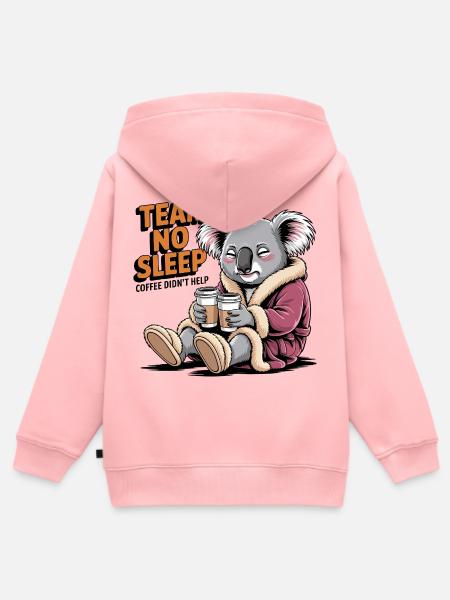 Team No Sleep Koala - Kinder Premium Organic Zip Hoodie - Rosa