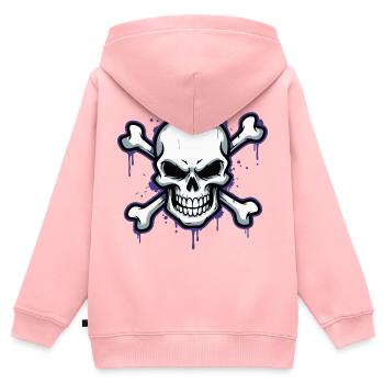 Düsterer Skull mit Knochen - Kinder Premium Organic Zip Hoodie - Rosa - Hinten - AI Model Kid Female (0cm)