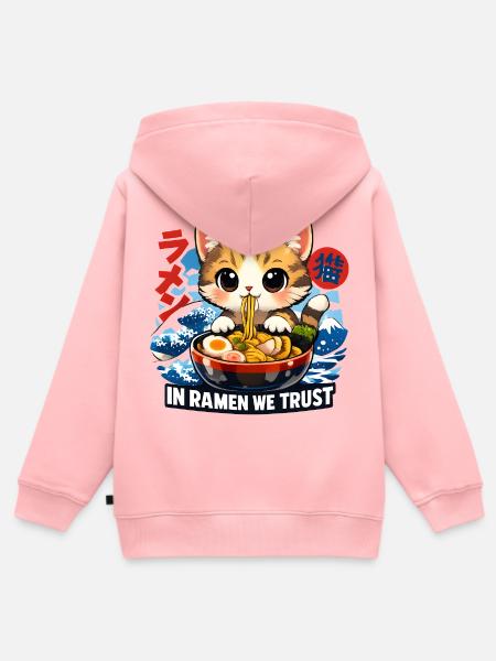 Ramen Katze - Kinder Premium Organic Zip Hoodie - Rosa