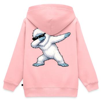 Tamponnement de Yéti - Sweat Premium à capuche zippé enfant bio - rose - Dos - AI Model Kid Female (0cm)