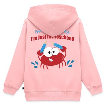 Süße Vorschulkrabbe hält Bleistifte zurück zur Schule - Kinder Premium Organic Zip Hoodie - Rosa - Hinten - AI Model Kid Female (0cm)