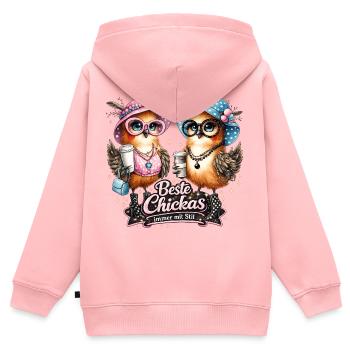 Beste Chickas – Immer mit Stil - Kinder Premium Organic Zip Hoodie - Rosa - Hinten - AI Model Kid Female (0cm)