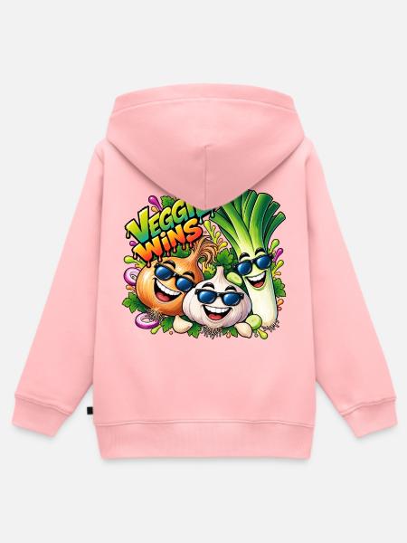Veggie Wins: Fröhliche Gemüsefreunde - Kinder Premium Organic Zip Hoodie - Rosa