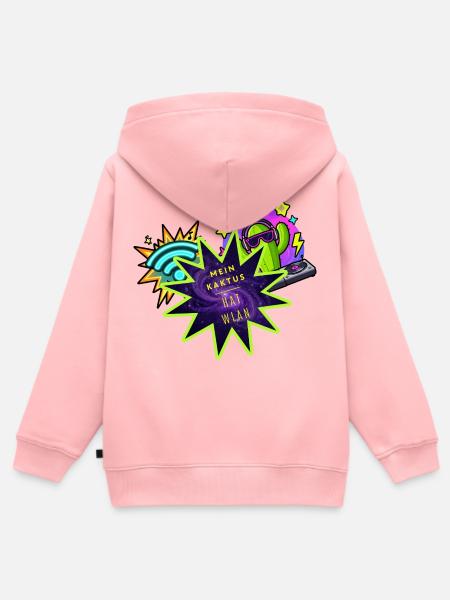 Kaktus WLAN Neon-Starburst - Kinder Premium Organic Zip Hoodie - Rosa