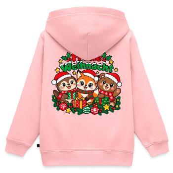 Weihnachts Waldtiere - Kinder Premium Organic Zip Hoodie - Rosa - Hinten - AI Model Kid Female (0cm)