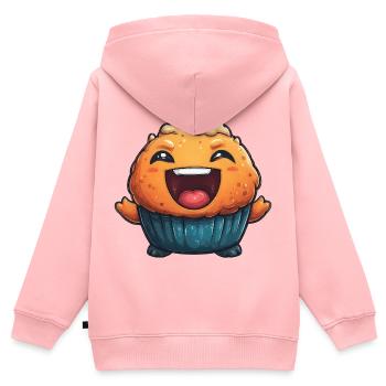 Kuschelmuffin Lachender Cupcake - Kinder Premium Organic Zip Hoodie - Rosa - Hinten - AI Model Kid Female (0cm)