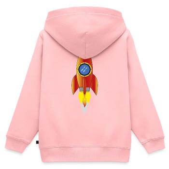 Fusée - Sweat Premium à capuche zippé enfant bio - rose - Dos - AI Model Kid Female (0cm)