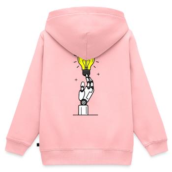 Roboterhand mit gelber Glühbirne Inspiration - Kinder Premium Organic Zip Hoodie - Rosa - Hinten - AI Model Kid Female (0cm)