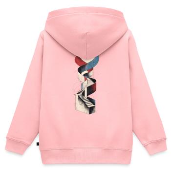 Stairway in Motion - Surreal Architecture - Kids Premium Organic Zip-up Hoodie - rose - Back - AI Model Kid Female (0cm)