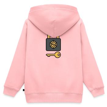Sécurité des cryptomonnaies | Symbole de serrure et de clé - Sweat Premium à capuche zippé enfant bio - rose - Dos - AI Model Kid Female (0cm)